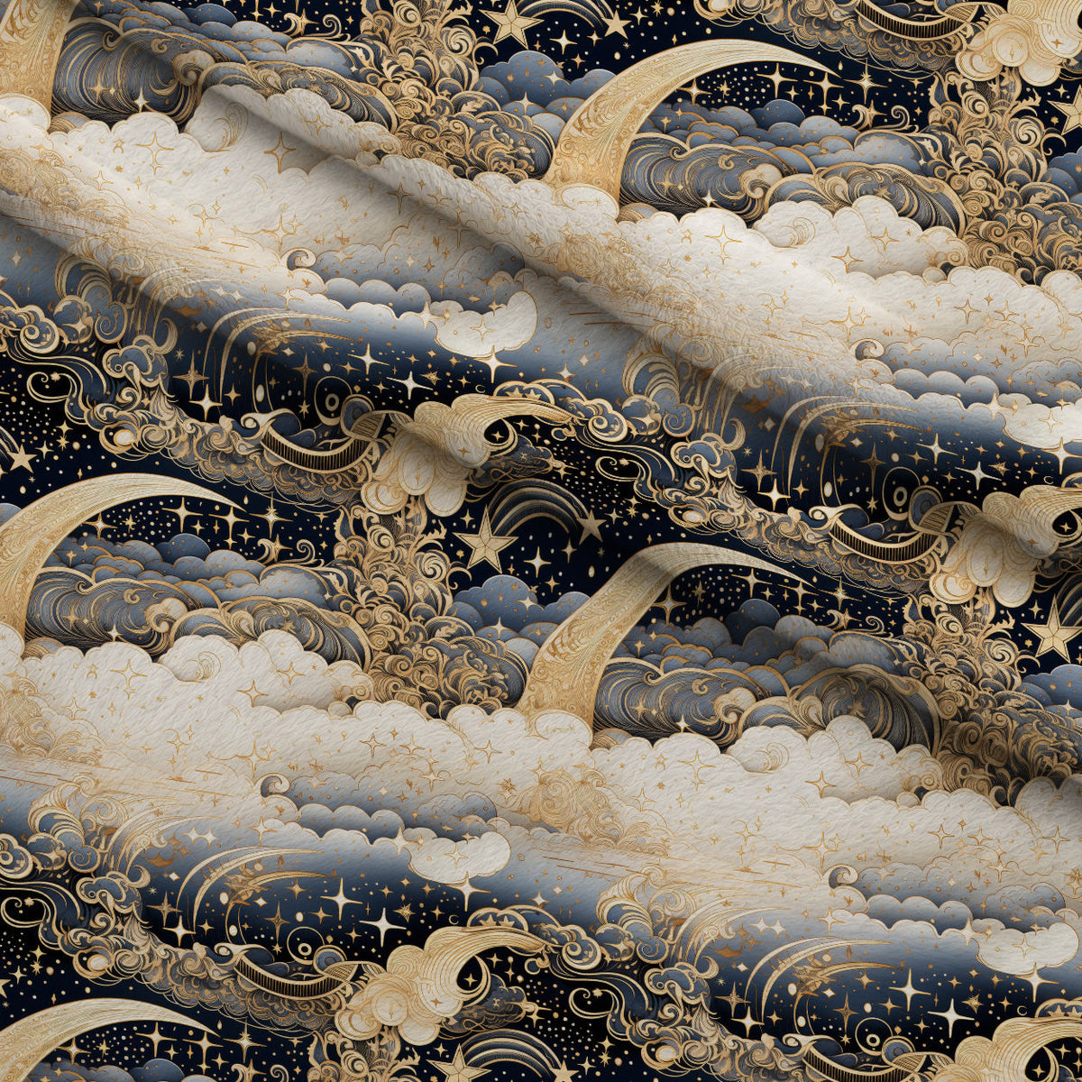 Gilded Nightfall Pattern 8 Fleece Fabric — fleece fabric folded close-up preview (mv-fleece-v1:lying)