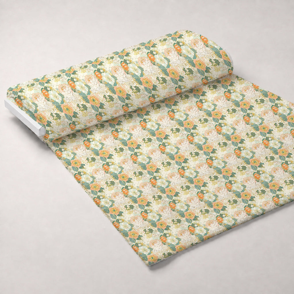 Gilded Peonies Pattern 11 Fleece Fabric — fleece fabric unrolled bolt preview (mv-fleece-v1:bolt)