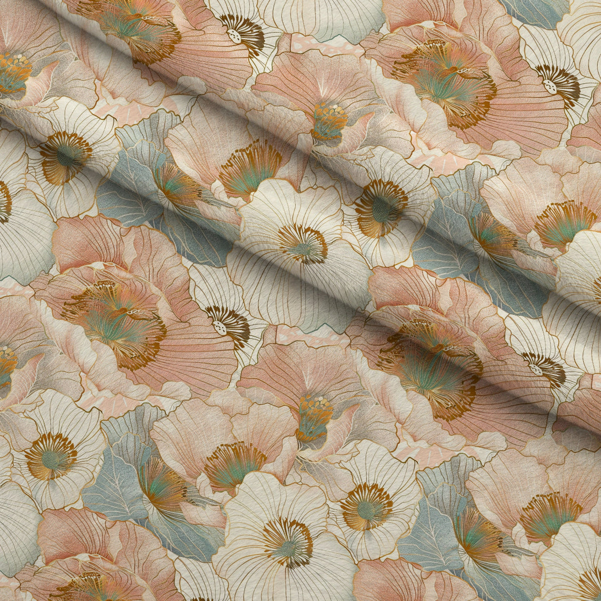 Gilded Peonies Pattern 14 Fleece Fabric — fleece fabric folded close-up preview (mv-fleece-v1:lying)