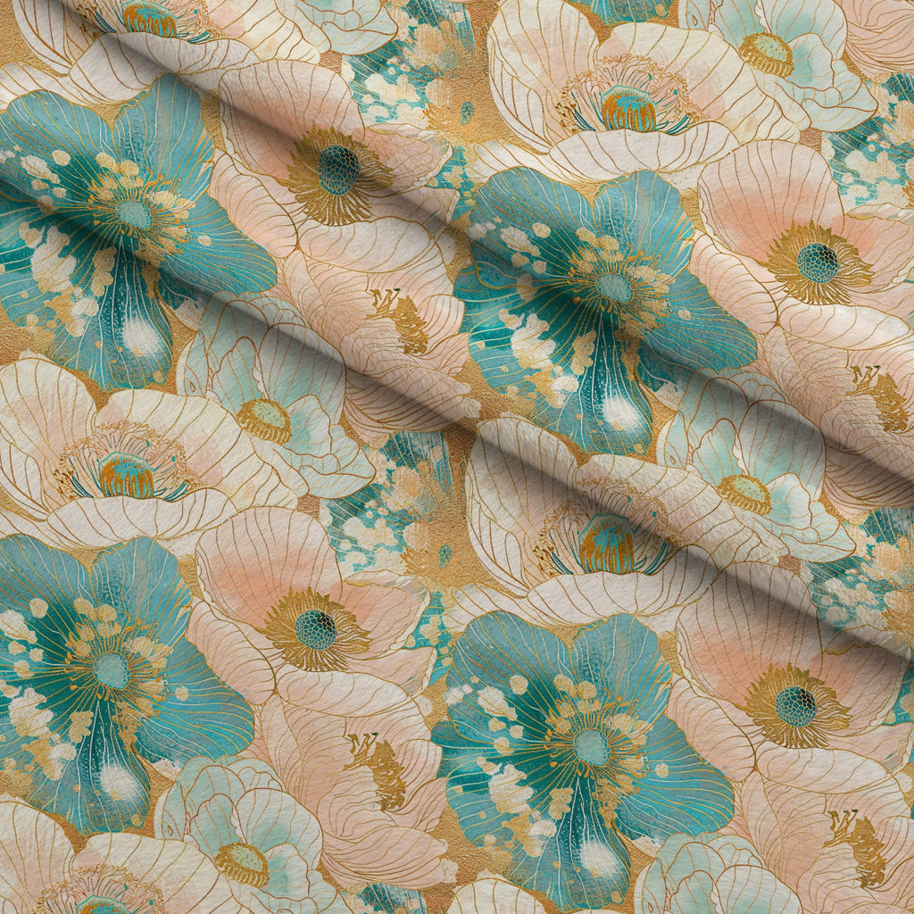 Gilded Peonies Pattern 16 Fleece Fabric — fleece fabric folded close-up preview (mv-fleece-v1:lying)
