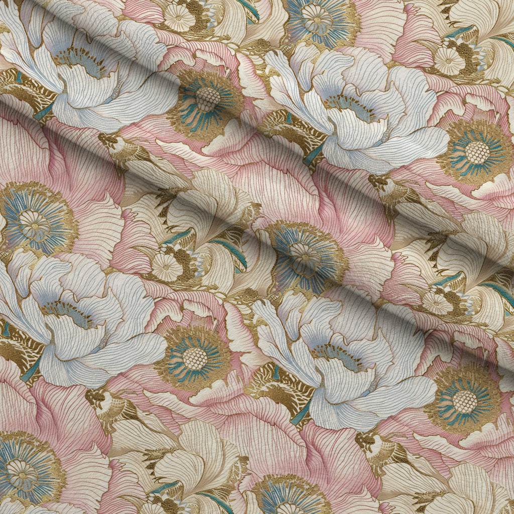 Gilded Peonies Pattern 6 Fleece Fabric — fleece fabric folded close-up preview (mv-fleece-v1:lying)