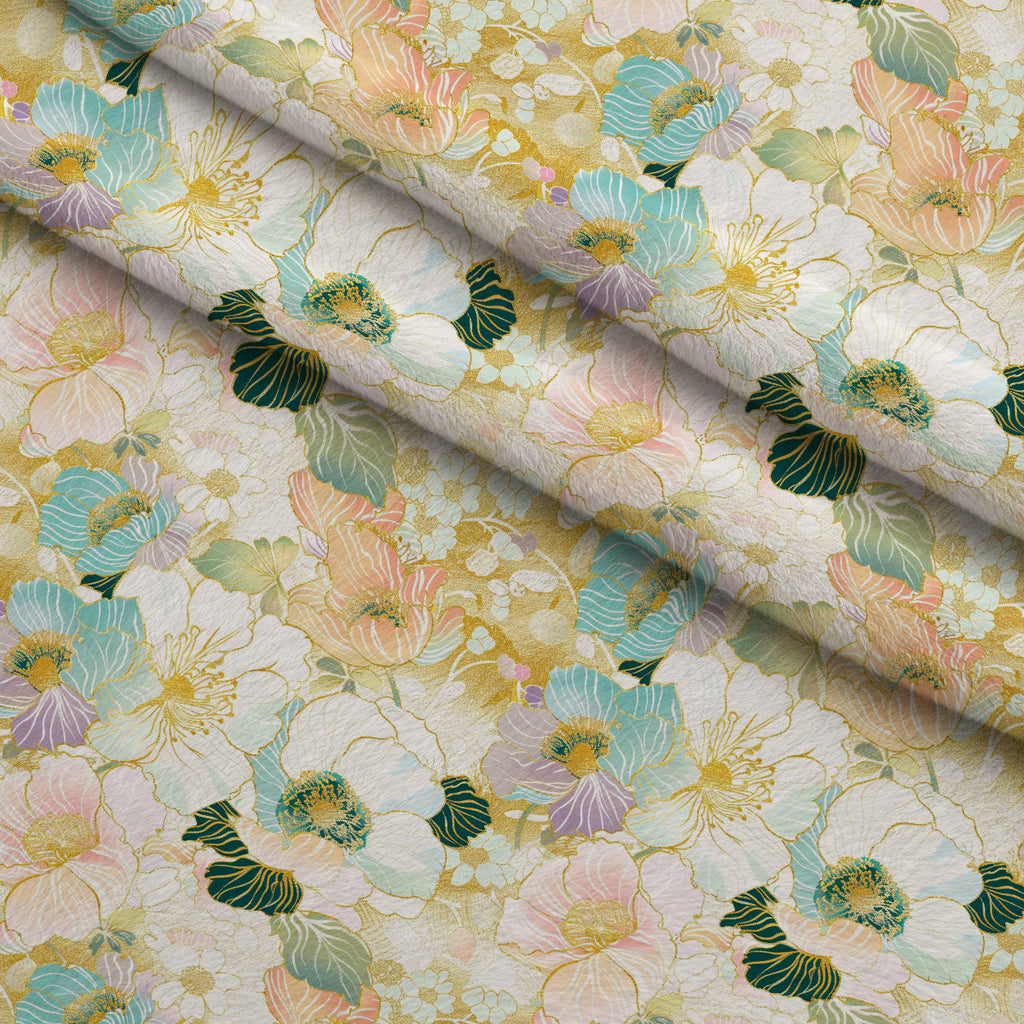 Gilded Peonies Pattern 7 Fleece Fabric — fleece fabric folded close-up preview (mv-fleece-v1:lying)