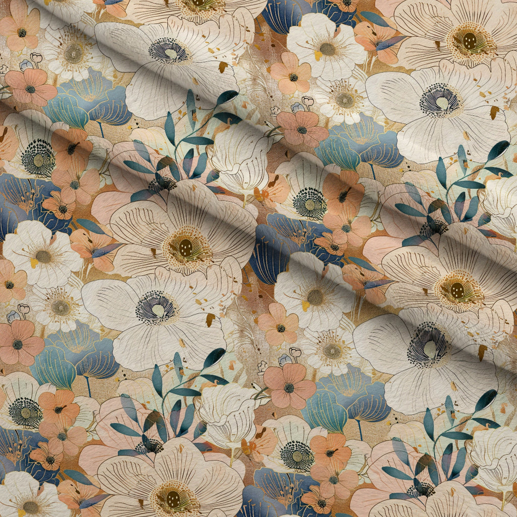 Gilded Peonies Pattern 8 Fleece Fabric — fleece fabric folded close-up preview (mv-fleece-v1:lying)
