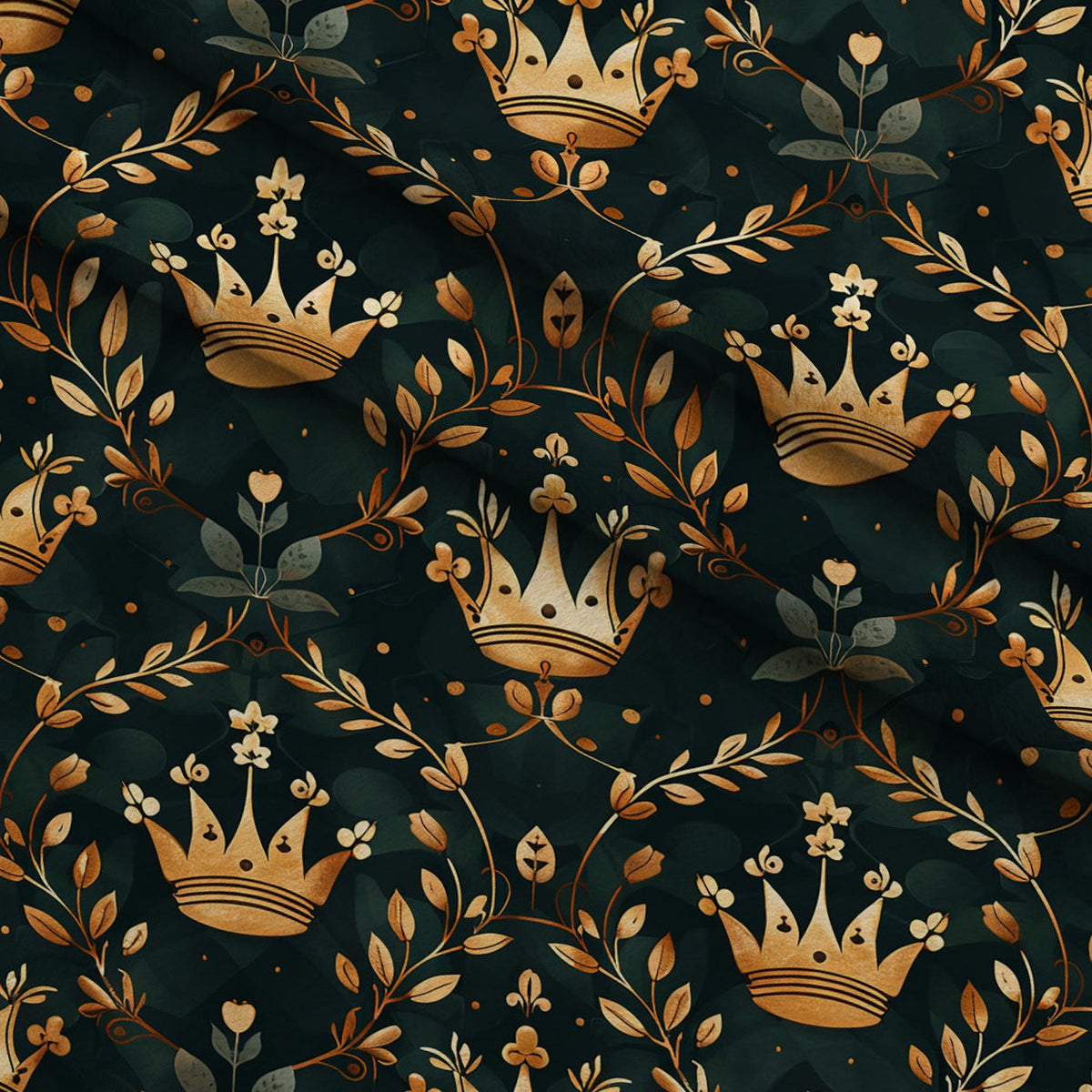Gilded Regalia Pattern 2 Fleece Fabric — fleece fabric folded close-up preview (mv-fleece-v1:lying)