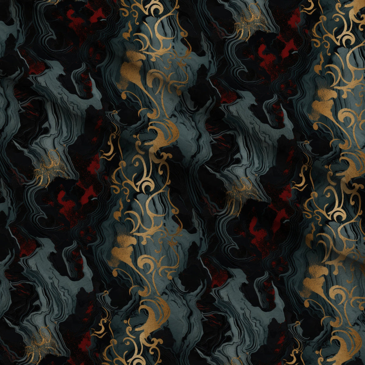Gilded Rose Marble Pattern 6 Fleece Fabric — fleece fabric folded close-up preview (mv-fleece-v1:lying)