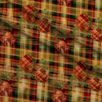 Gilded Tartan Blooms Pattern 16 Fleece Fabric — fleece fabric folded close-up preview (mv-fleece-v1:lying)
