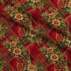 Gilded Tartan Blooms Pattern 20 Fleece Fabric — fleece fabric folded close-up preview (mv-fleece-v1:lying)