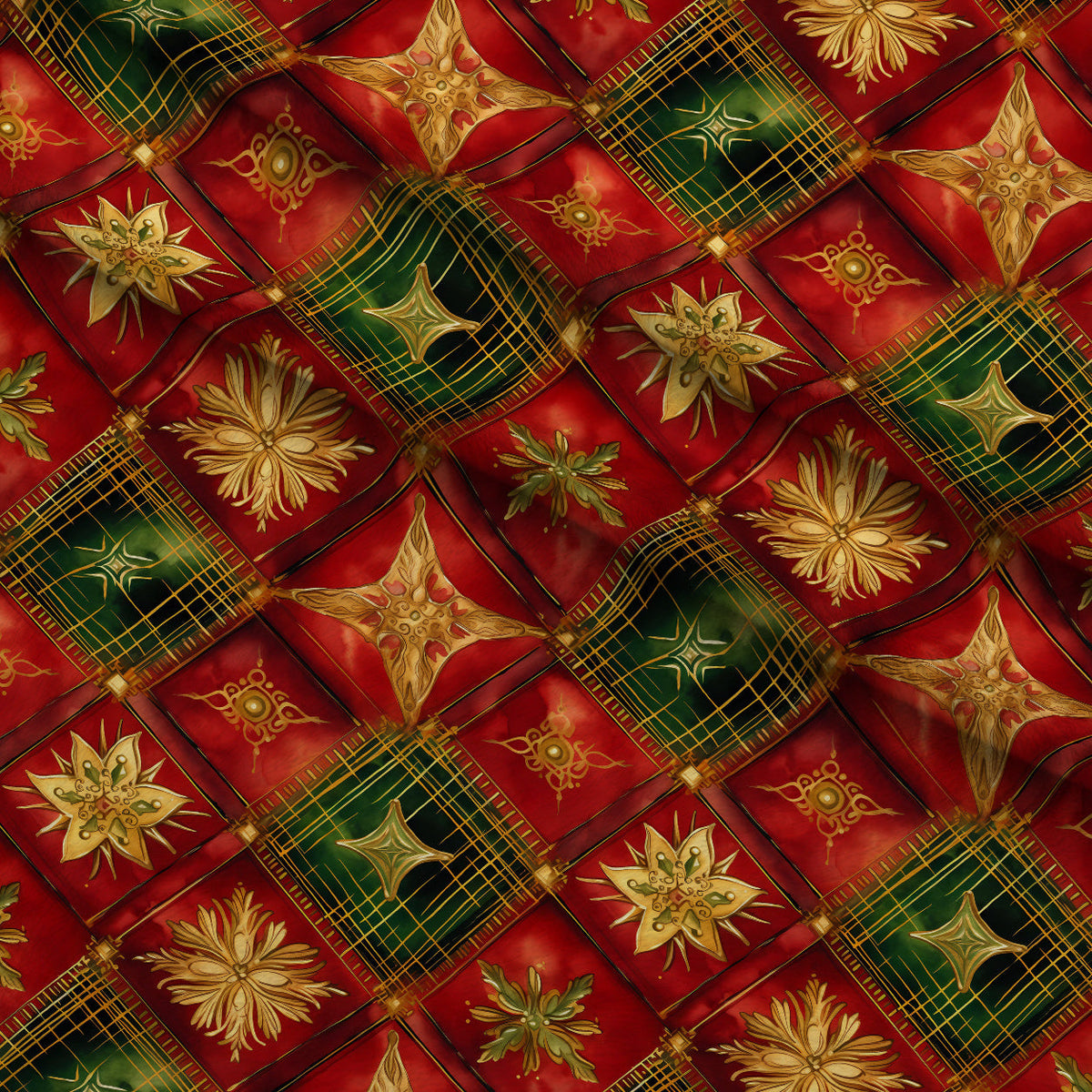 Gilded Tartan Blooms Pattern 5 Fleece Fabric — fleece fabric folded close-up preview (mv-fleece-v1:lying)