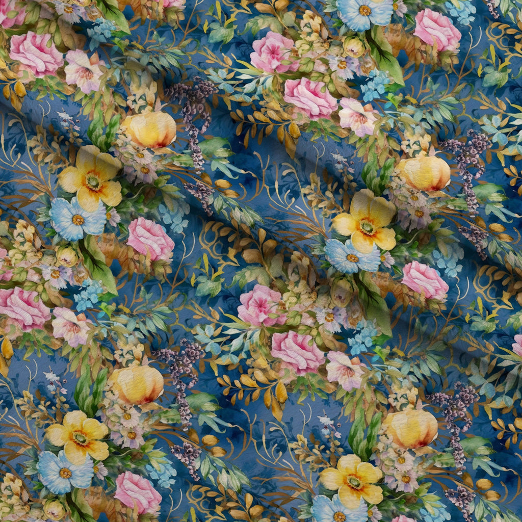 Gilded Twilight Blooms Pattern 1 Fleece Fabric — fleece fabric folded close-up preview (mv-fleece-v1:lying)