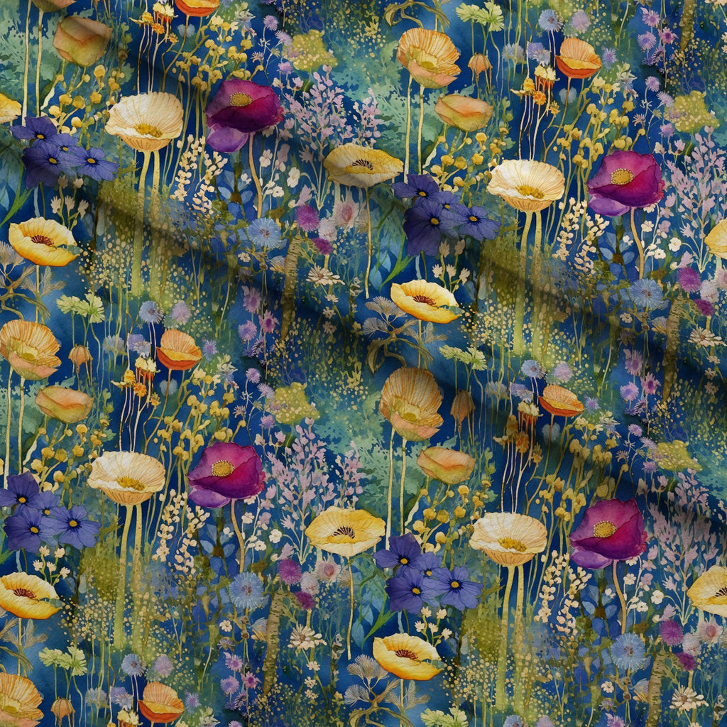Gilded Twilight Blooms Pattern 2 Fleece Fabric — fleece fabric folded close-up preview (mv-fleece-v1:lying)