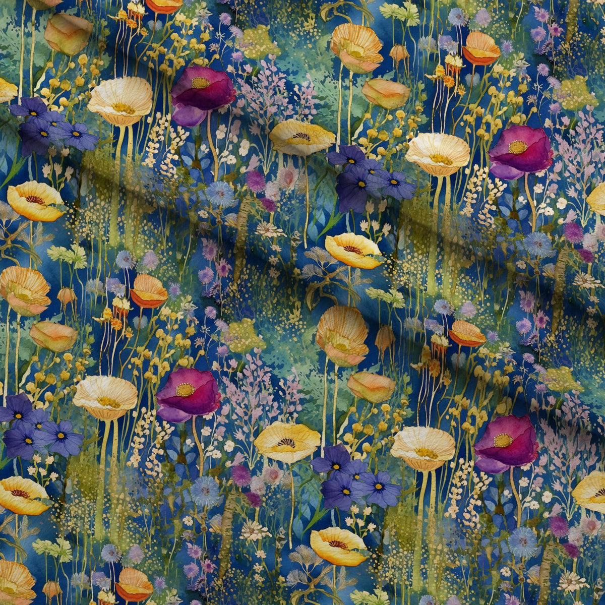 Gilded Twilight Blooms Pattern 2 Fleece Fabric — fleece fabric folded close-up preview (mv-fleece-v1:lying)