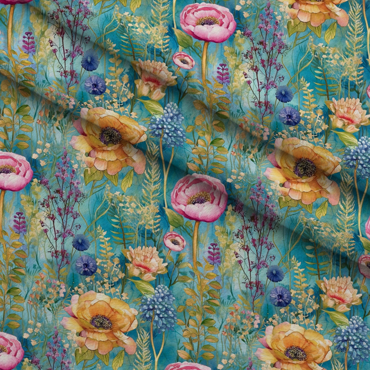 Gilded Twilight Blooms Pattern 5 Fleece Fabric — fleece fabric folded close-up preview (mv-fleece-v1:lying)