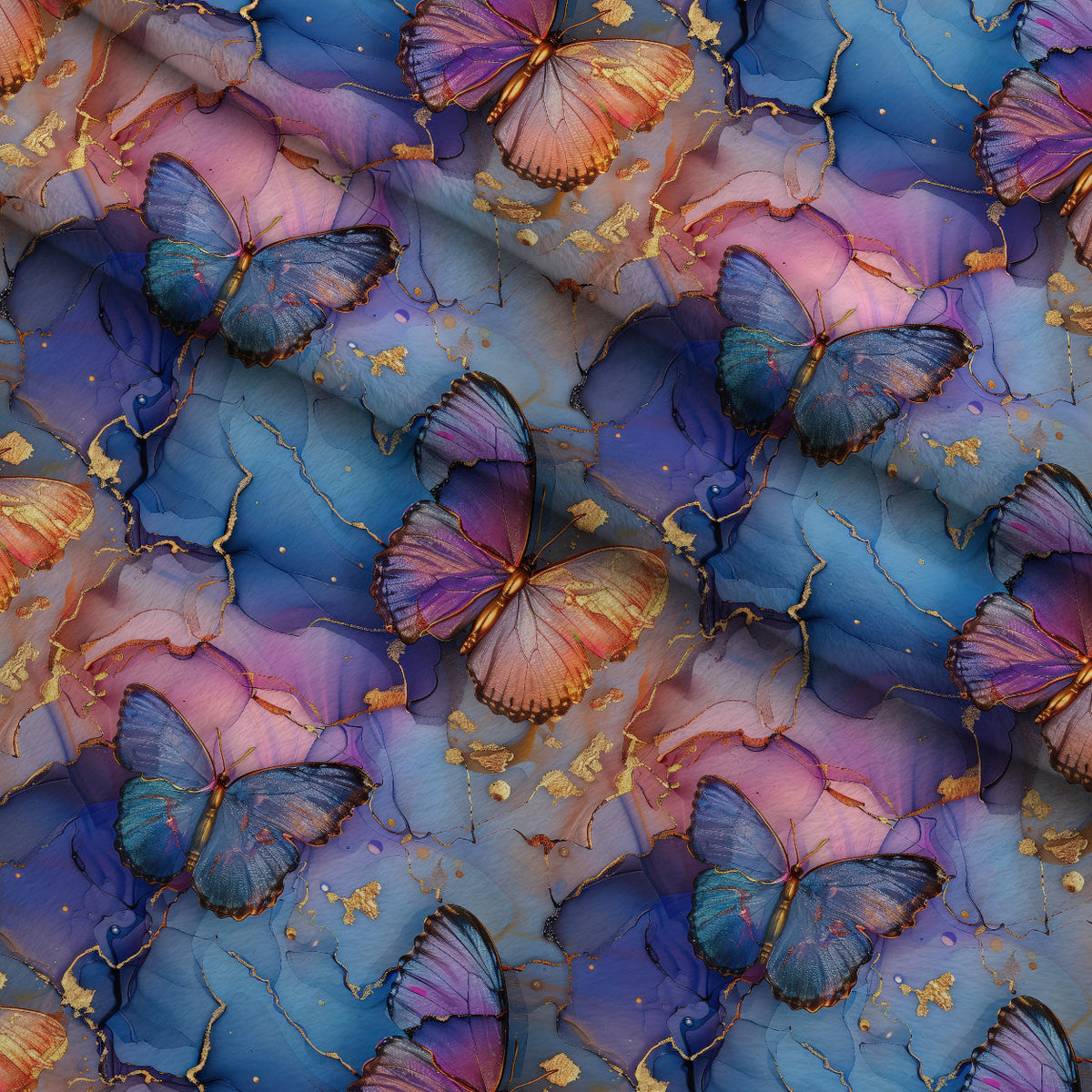 Gilded Wings Pattern 1 Fleece Fabric — fleece fabric folded close-up preview (mv-fleece-v1:lying)