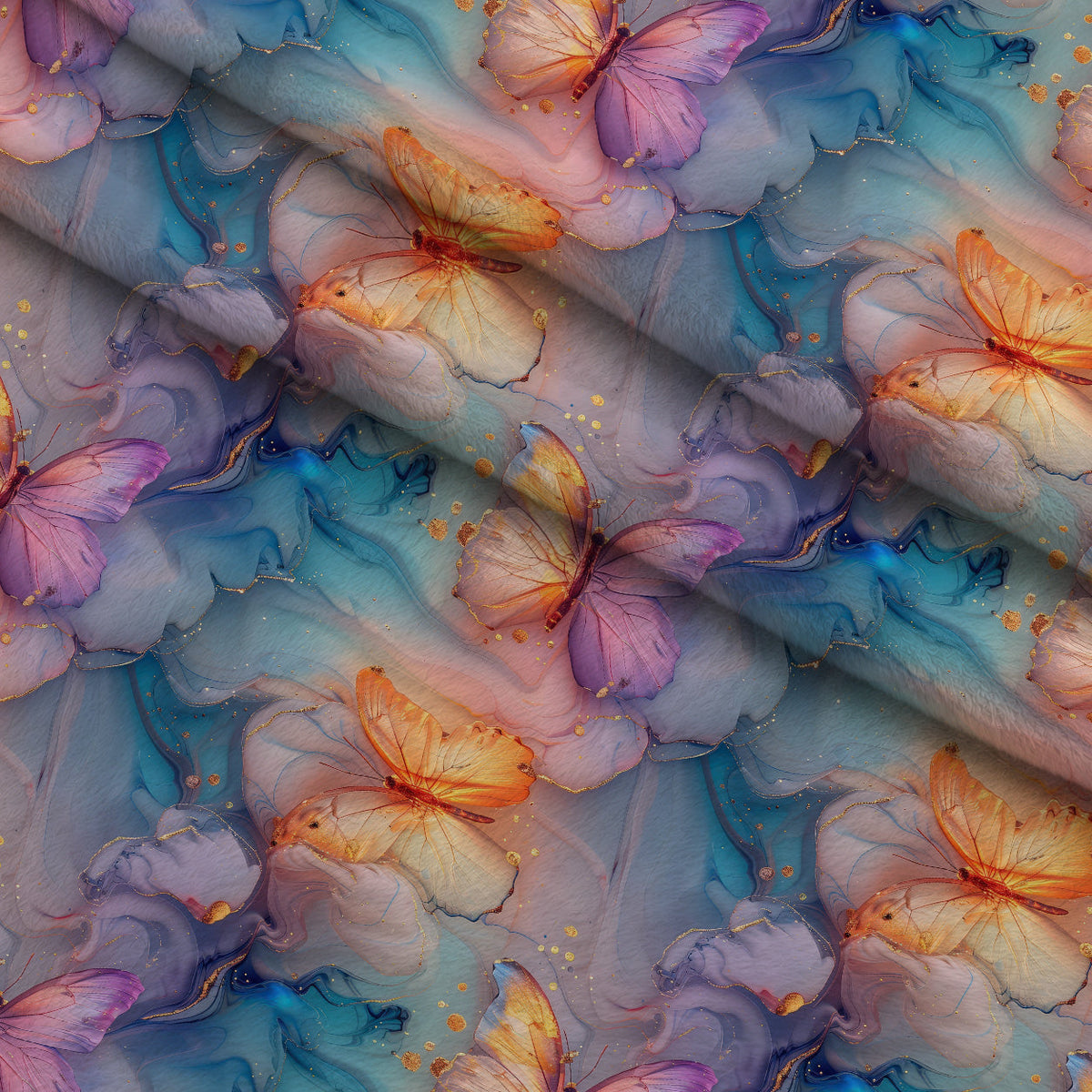 Gilded Wings Pattern 10 Fleece Fabric — fleece fabric folded close-up preview (mv-fleece-v1:lying)
