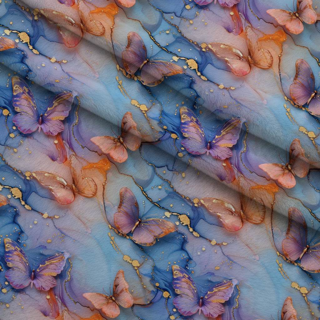 Gilded Wings Pattern 2 Fleece Fabric — fleece fabric folded close-up preview (mv-fleece-v1:lying)