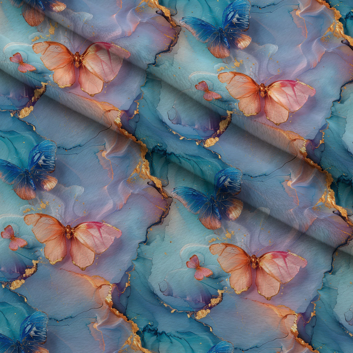 Gilded Wings Pattern 3 Fleece Fabric — fleece fabric folded close-up preview (mv-fleece-v1:lying)
