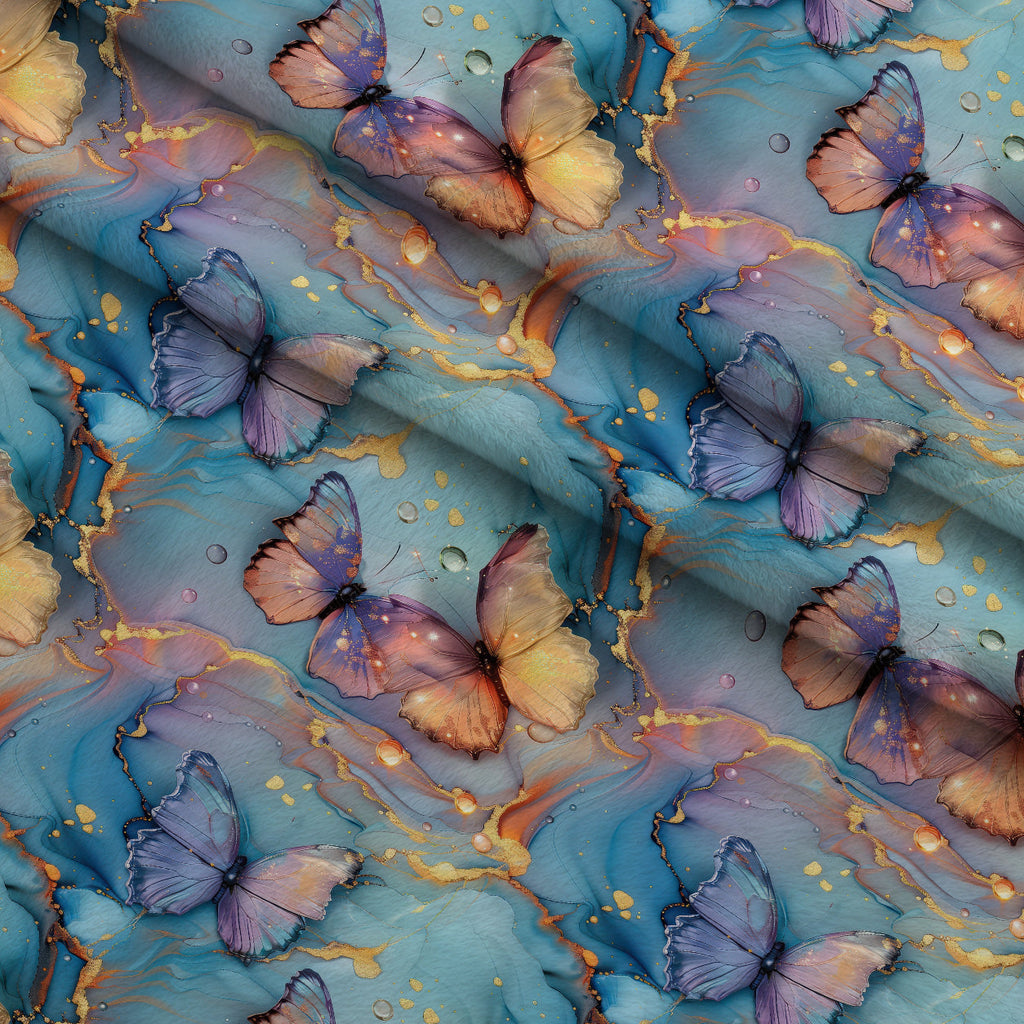Gilded Wings Pattern 5 Fleece Fabric — fleece fabric folded close-up preview (mv-fleece-v1:lying)