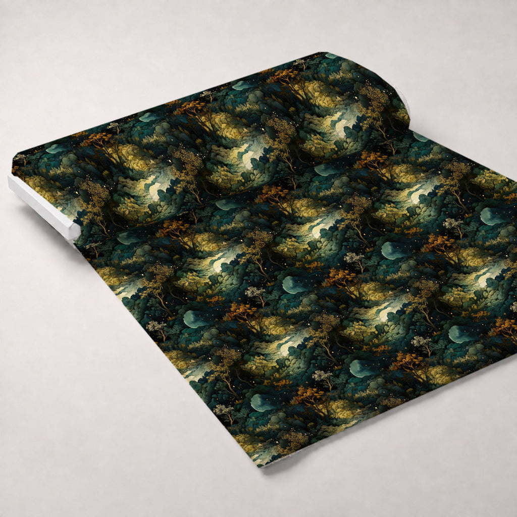 Gilded Woodland Pattern 1 Fleece Fabric — fleece fabric unrolled bolt preview (mv-fleece-v1:bolt)