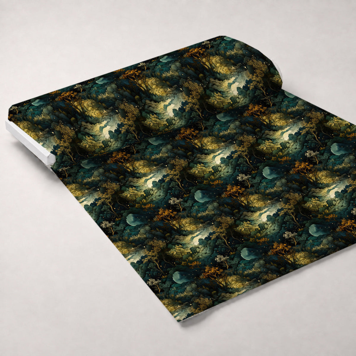 Gilded Woodland Pattern 1 Fleece Fabric — fleece fabric unrolled bolt preview (mv-fleece-v1:bolt)