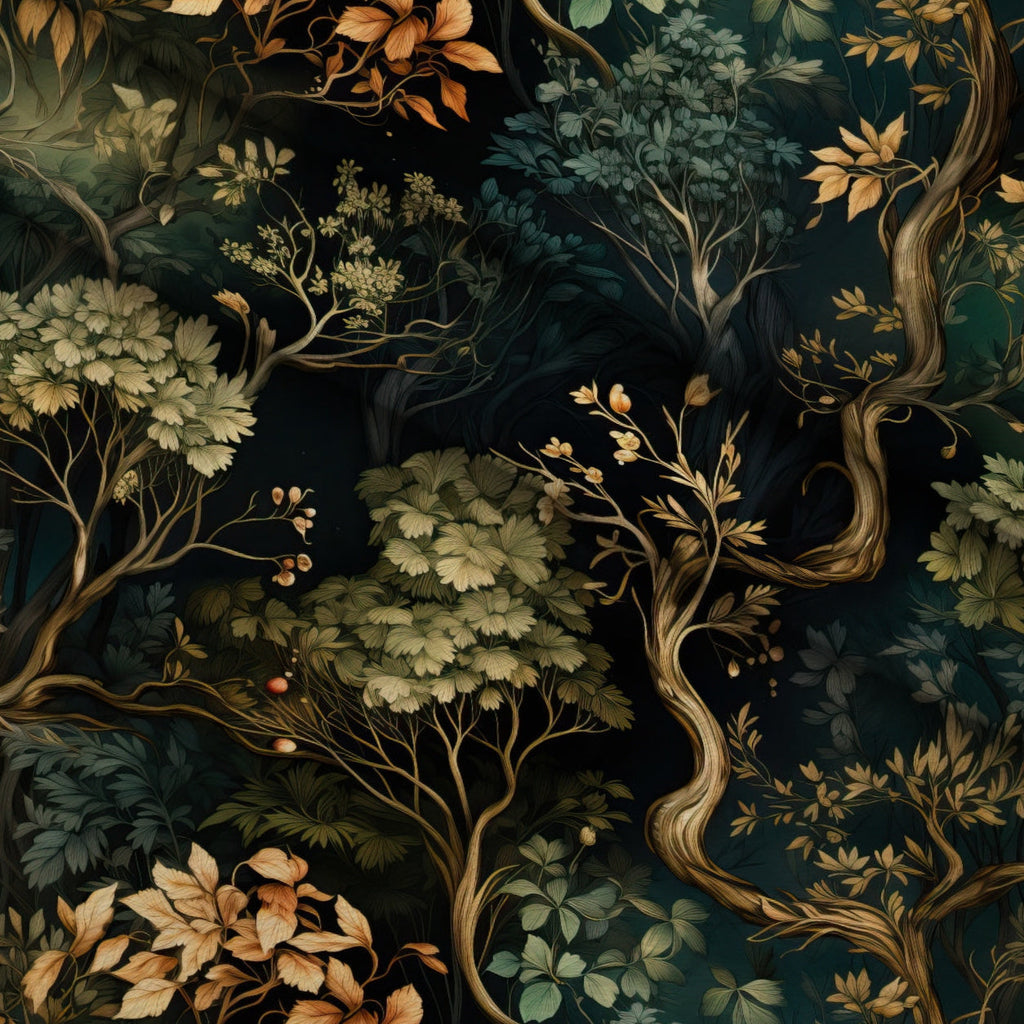 Gilded Woodland Pattern 11 Fleece Fabric — fleece fabric folded close-up preview (mv-fleece-v1:lying)