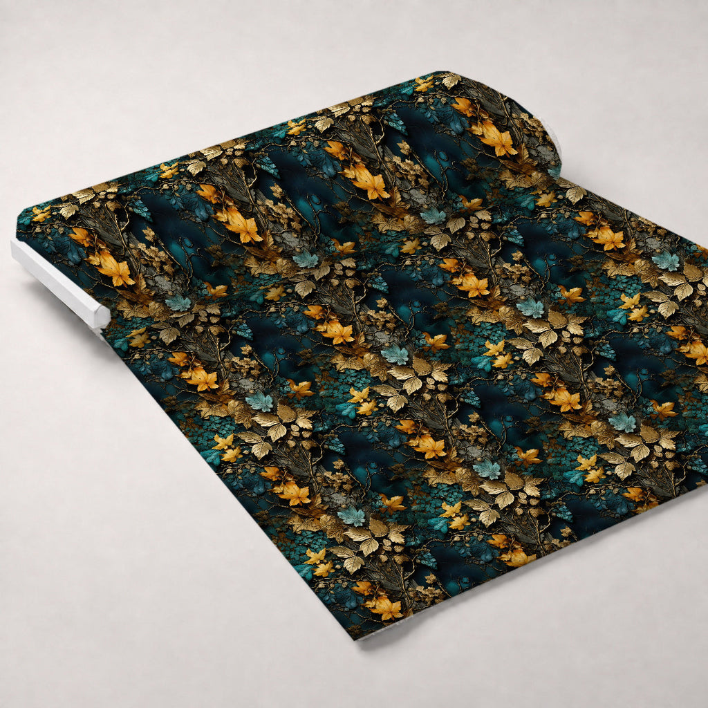Gilded Woodland Pattern 12 Fleece Fabric — fleece fabric unrolled bolt preview (mv-fleece-v1:bolt)