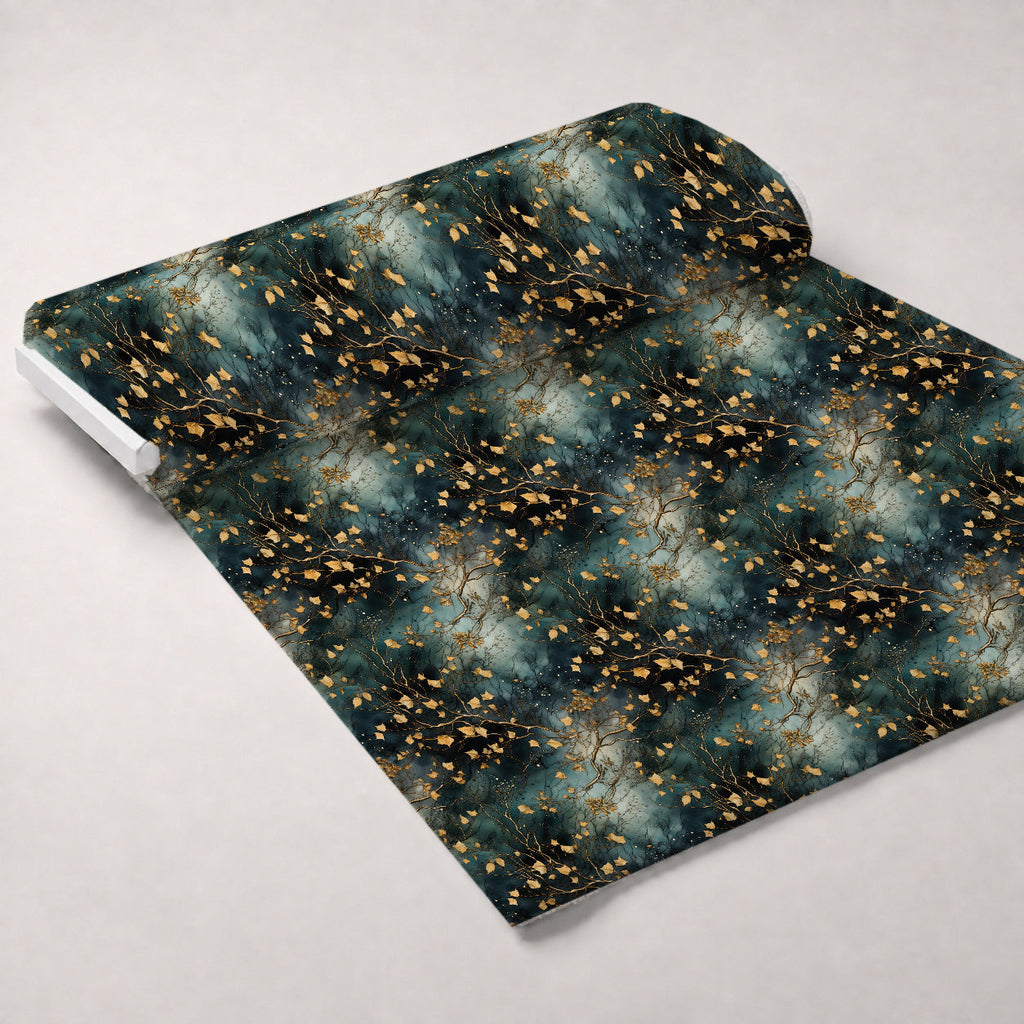 Gilded Woodland Pattern 2 Fleece Fabric — fleece fabric unrolled bolt preview (mv-fleece-v1:bolt)