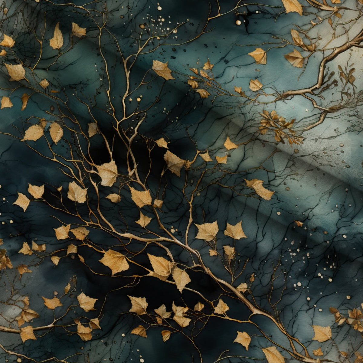 Gilded Woodland Pattern 2 Fleece Fabric — fleece fabric folded close-up preview (mv-fleece-v1:lying)