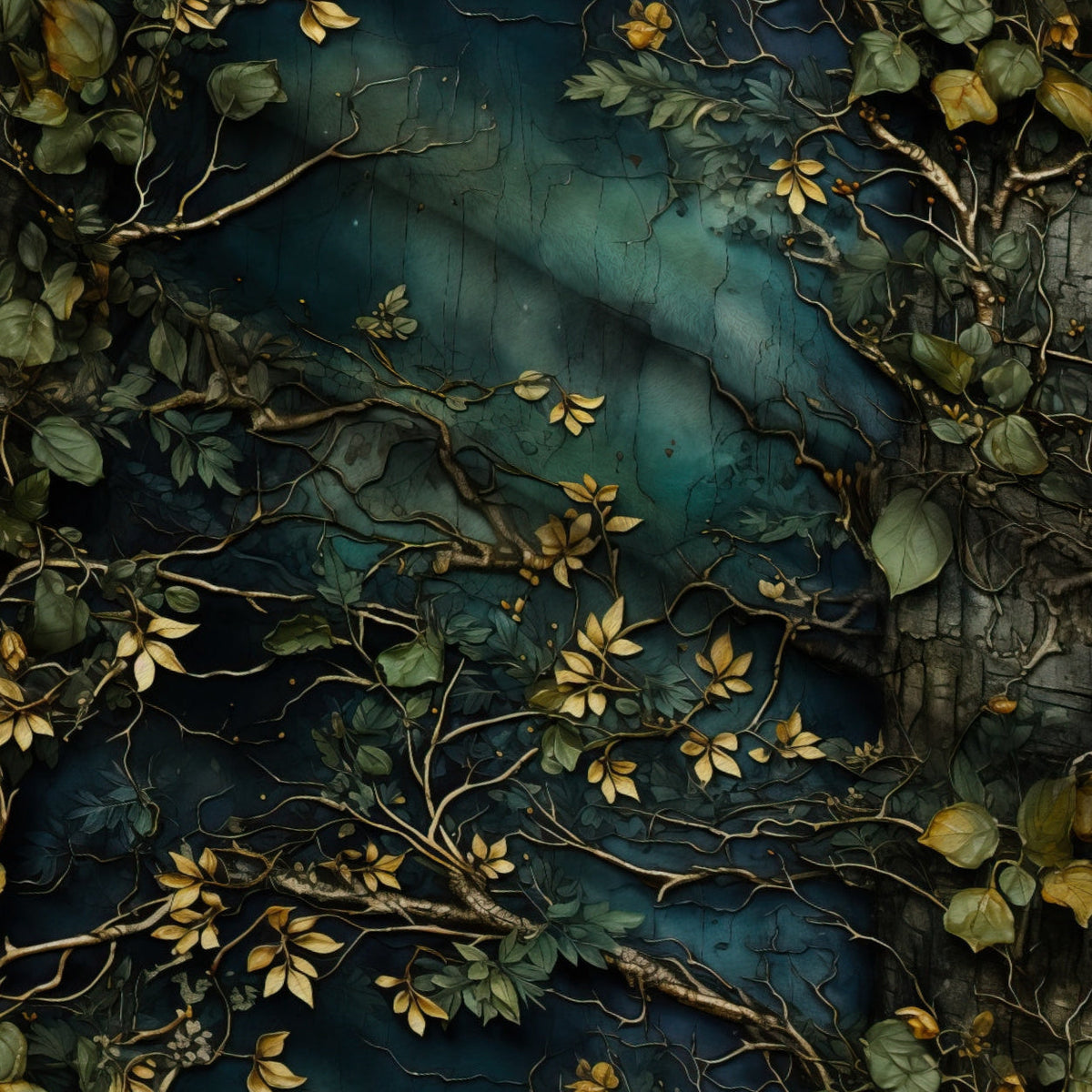 Gilded Woodland Pattern 3 Fleece Fabric — fleece fabric folded close-up preview (mv-fleece-v1:lying)