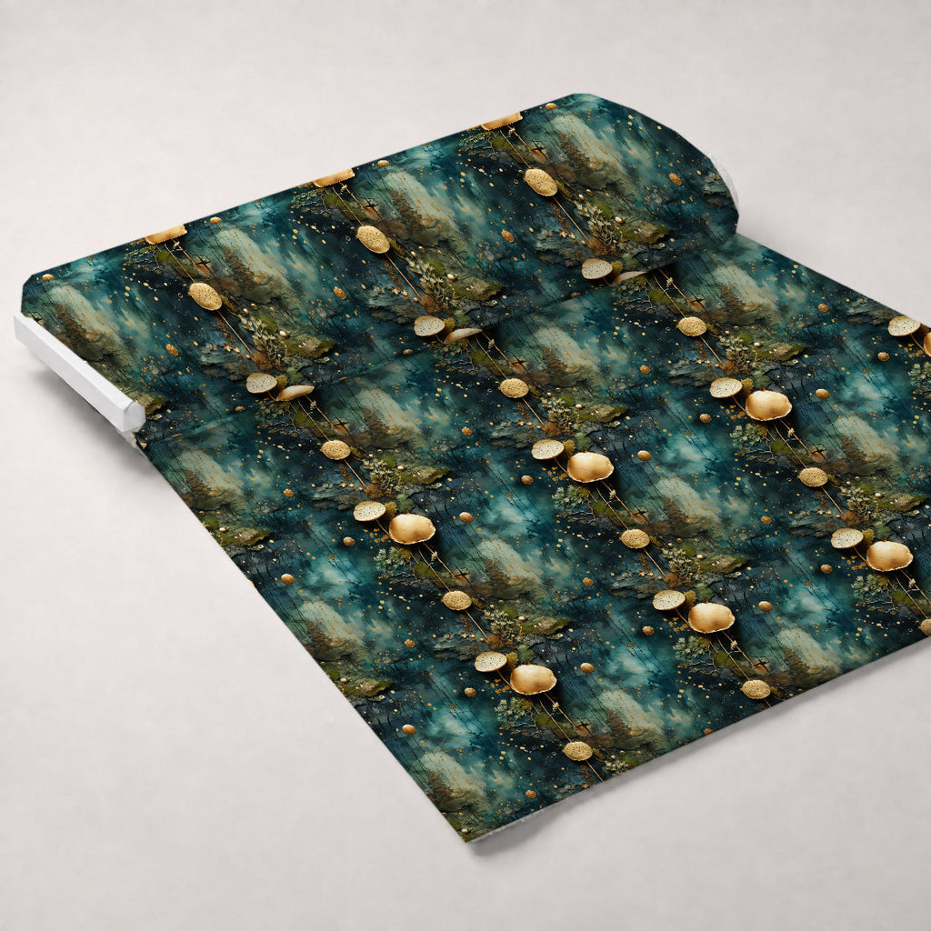 Gilded Woodland Pattern 5 Fleece Fabric — fleece fabric unrolled bolt preview (mv-fleece-v1:bolt)