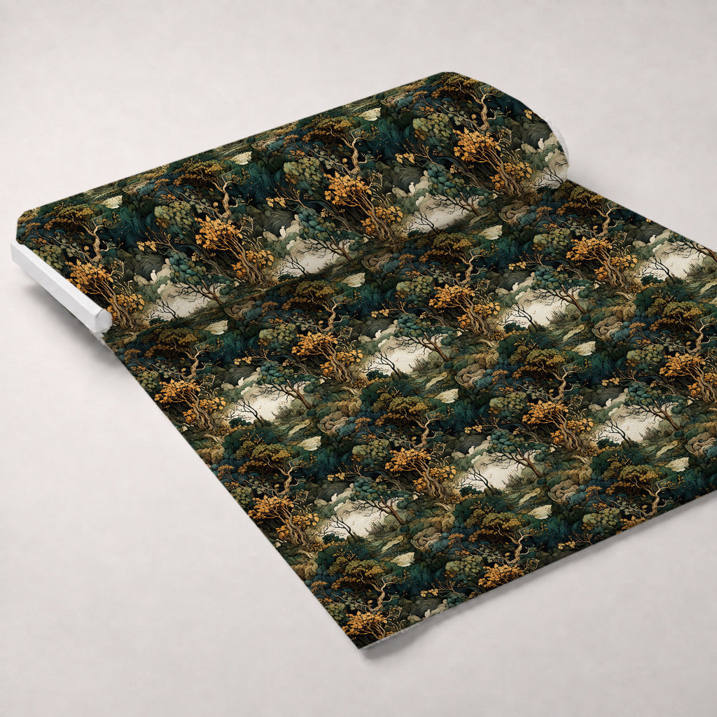 Gilded Woodland Pattern 7 Fleece Fabric — fleece fabric unrolled bolt preview (mv-fleece-v1:bolt)