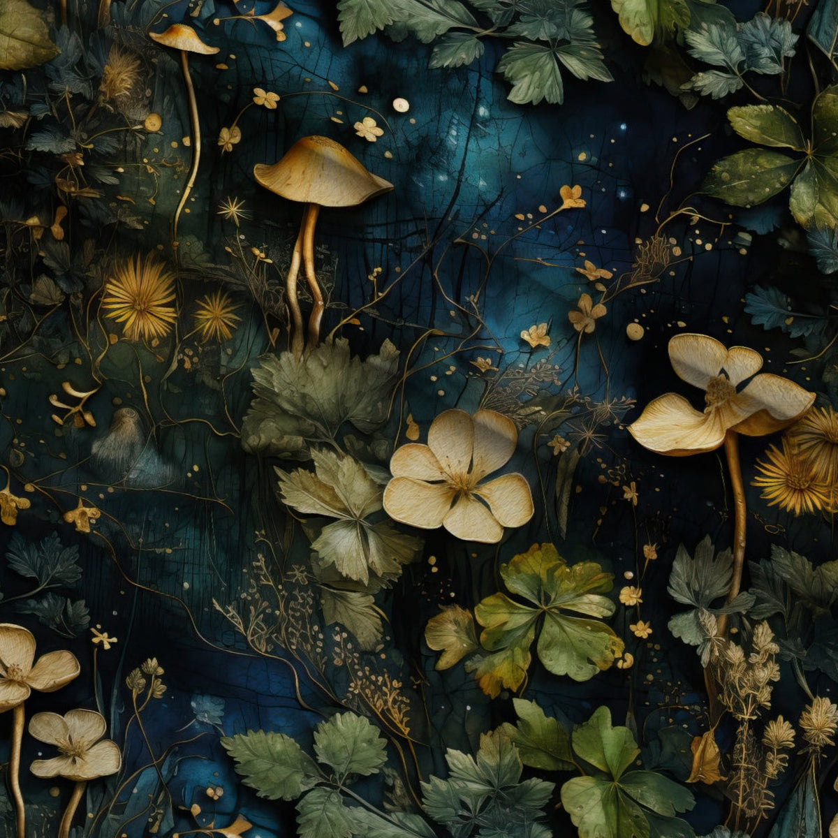 Gilded Woodland Pattern 9 Fleece Fabric — fleece fabric folded close-up preview (mv-fleece-v1:lying)
