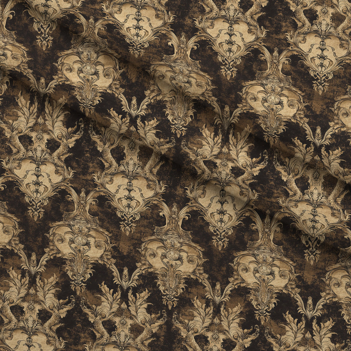 Gilded Wyvern Pattern 1 Fleece Fabric — fleece fabric folded close-up preview (mv-fleece-v1:lying)