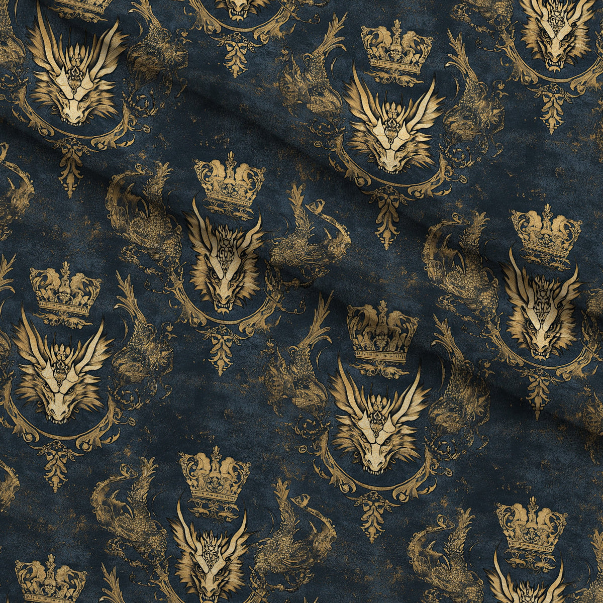 Gilded Wyvern Pattern 12 Fleece Fabric — fleece fabric folded close-up preview (mv-fleece-v1:lying)