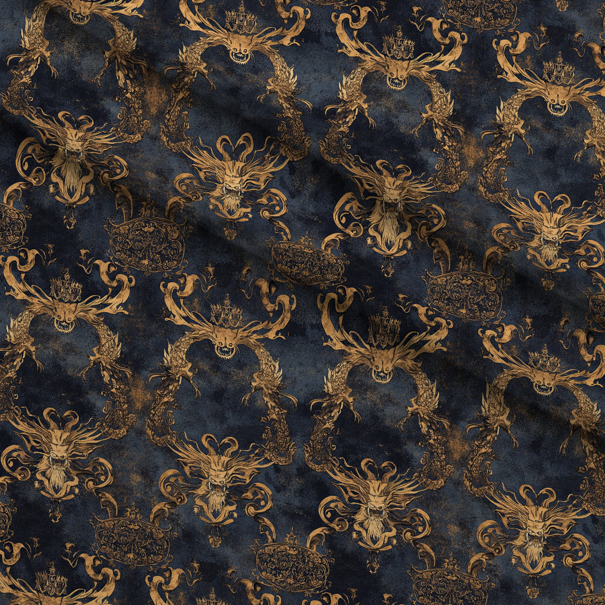Gilded Wyvern Pattern 13 Fleece Fabric — fleece fabric folded close-up preview (mv-fleece-v1:lying)