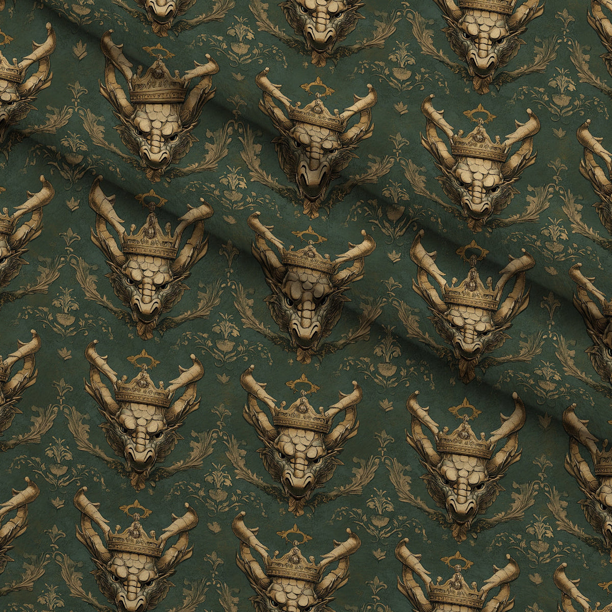 Gilded Wyvern Pattern 16 Fleece Fabric — fleece fabric folded close-up preview (mv-fleece-v1:lying)