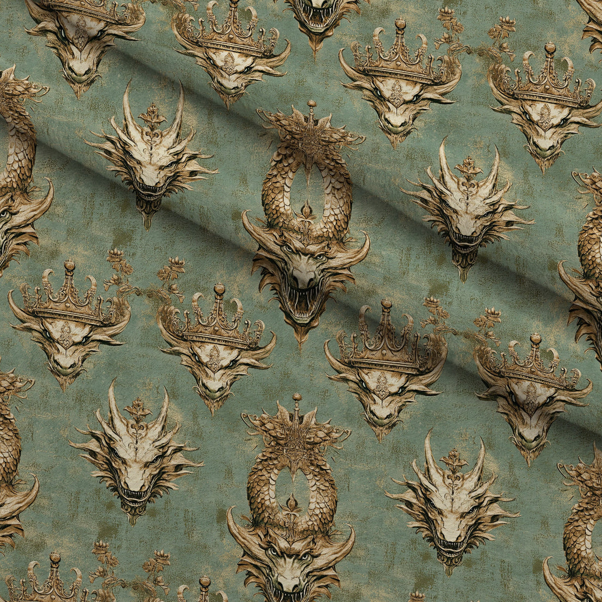 Gilded Wyvern Pattern 18 Fleece Fabric — fleece fabric folded close-up preview (mv-fleece-v1:lying)