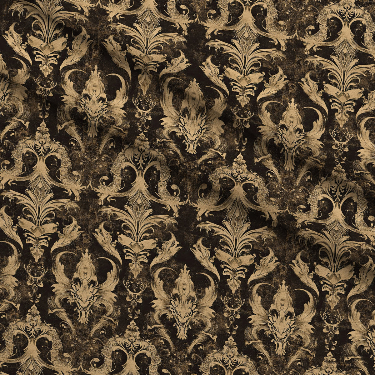 Gilded Wyvern Pattern 19 Fleece Fabric — fleece fabric folded close-up preview (mv-fleece-v1:lying)