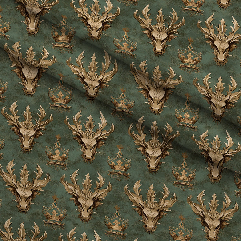 Gilded Wyvern Pattern 20 Fleece Fabric — fleece fabric folded close-up preview (mv-fleece-v1:lying)