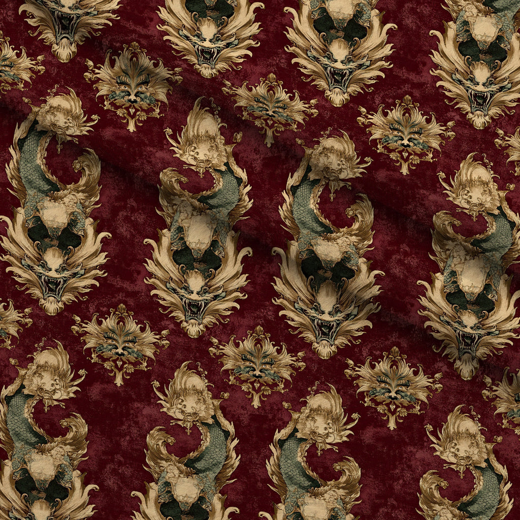 Gilded Wyvern Pattern 23 Fleece Fabric — fleece fabric folded close-up preview (mv-fleece-v1:lying)