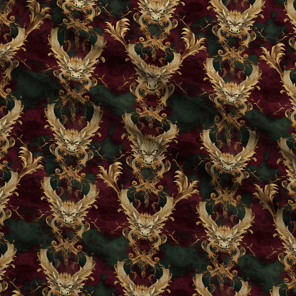 Gilded Wyvern Pattern 24 Fleece Fabric — fleece fabric folded close-up preview (mv-fleece-v1:lying)
