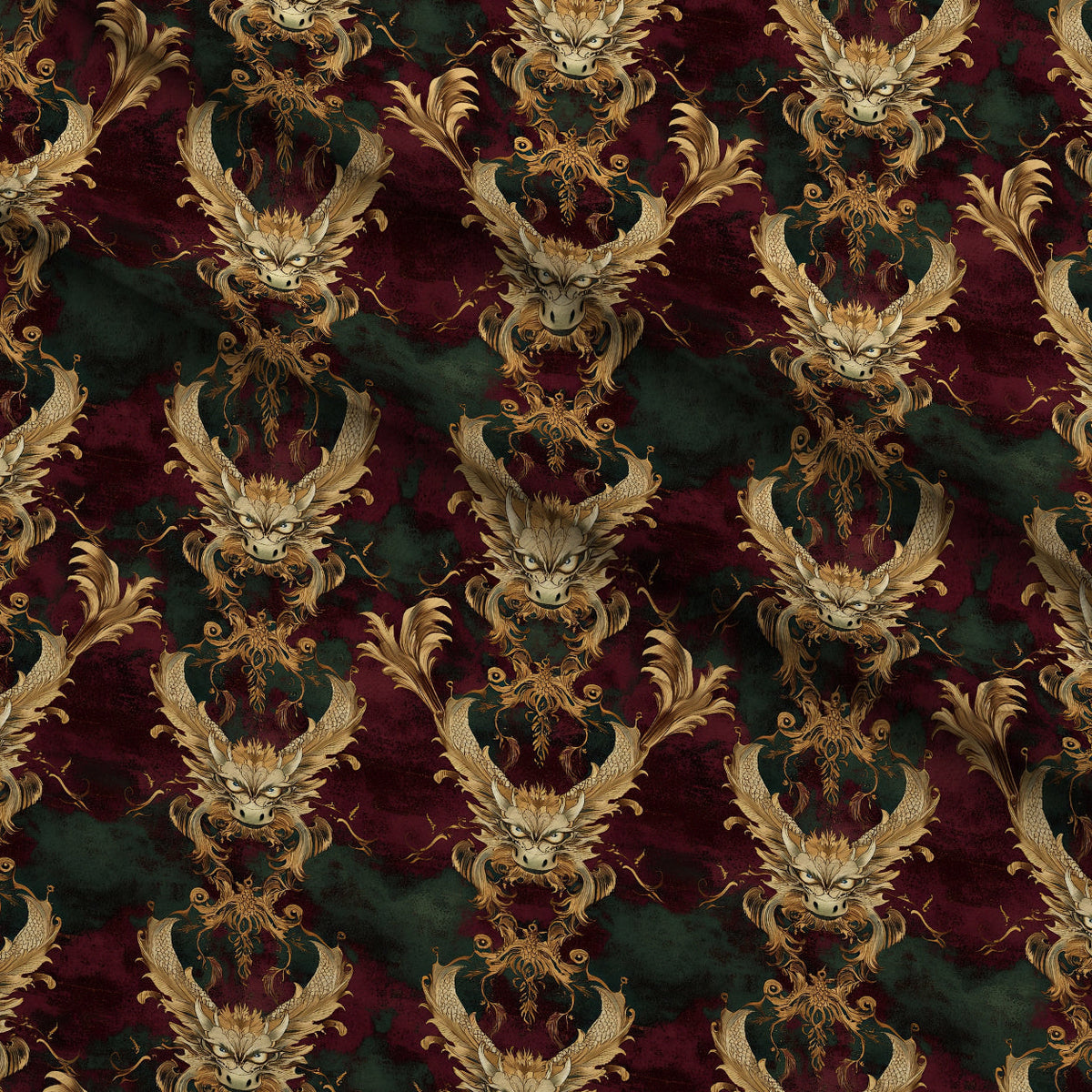 Gilded Wyvern Pattern 24 Fleece Fabric — fleece fabric folded close-up preview (mv-fleece-v1:lying)