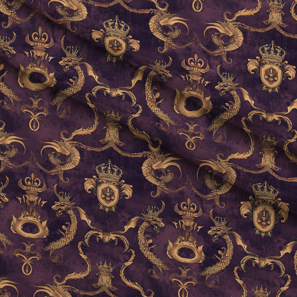 Gilded Wyvern Pattern 40 Fleece Fabric — fleece fabric folded close-up preview (mv-fleece-v1:lying)