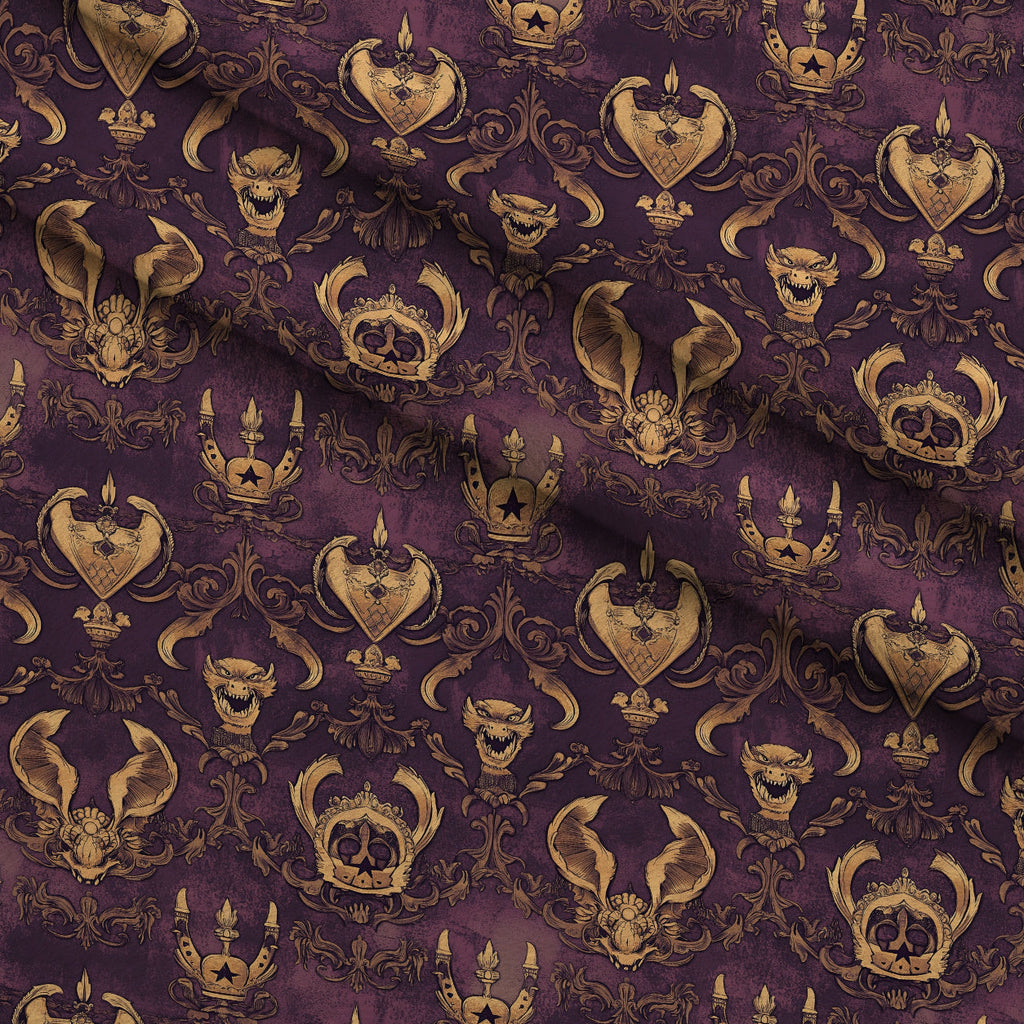 Gilded Wyvern Pattern 41 Fleece Fabric — fleece fabric folded close-up preview (mv-fleece-v1:lying)