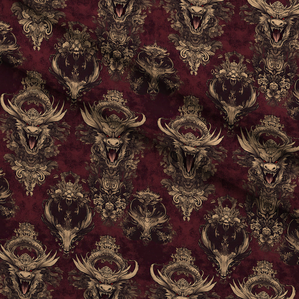 Gilded Wyvern Pattern 57 Fleece Fabric — fleece fabric folded close-up preview (mv-fleece-v1:lying)