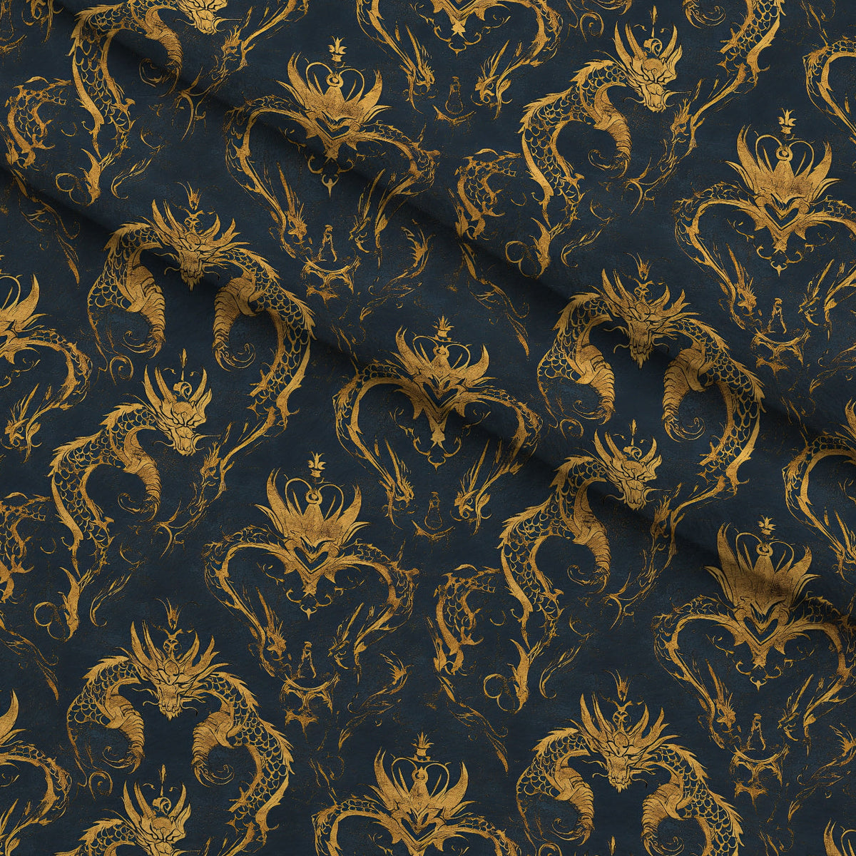 Gilded Wyvern Pattern 8 Fleece Fabric — fleece fabric folded close-up preview (mv-fleece-v1:lying)