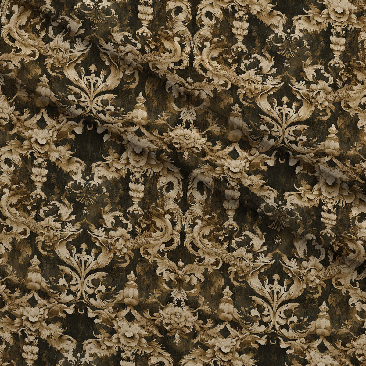 Gilded Wyvern Pattern 9 Fleece Fabric — fleece fabric folded close-up preview (mv-fleece-v1:lying)