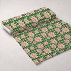 Gingham Daisies Pattern 12 Fleece Fabric — fleece fabric unrolled bolt preview (mv-fleece-v1:bolt)