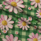 Gingham Daisies Pattern 12 Fleece Fabric — fleece fabric folded close-up preview (mv-fleece-v1:lying)