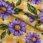 Gingham Daisies Pattern 13 Fleece Fabric — fleece fabric folded close-up preview (mv-fleece-v1:lying)