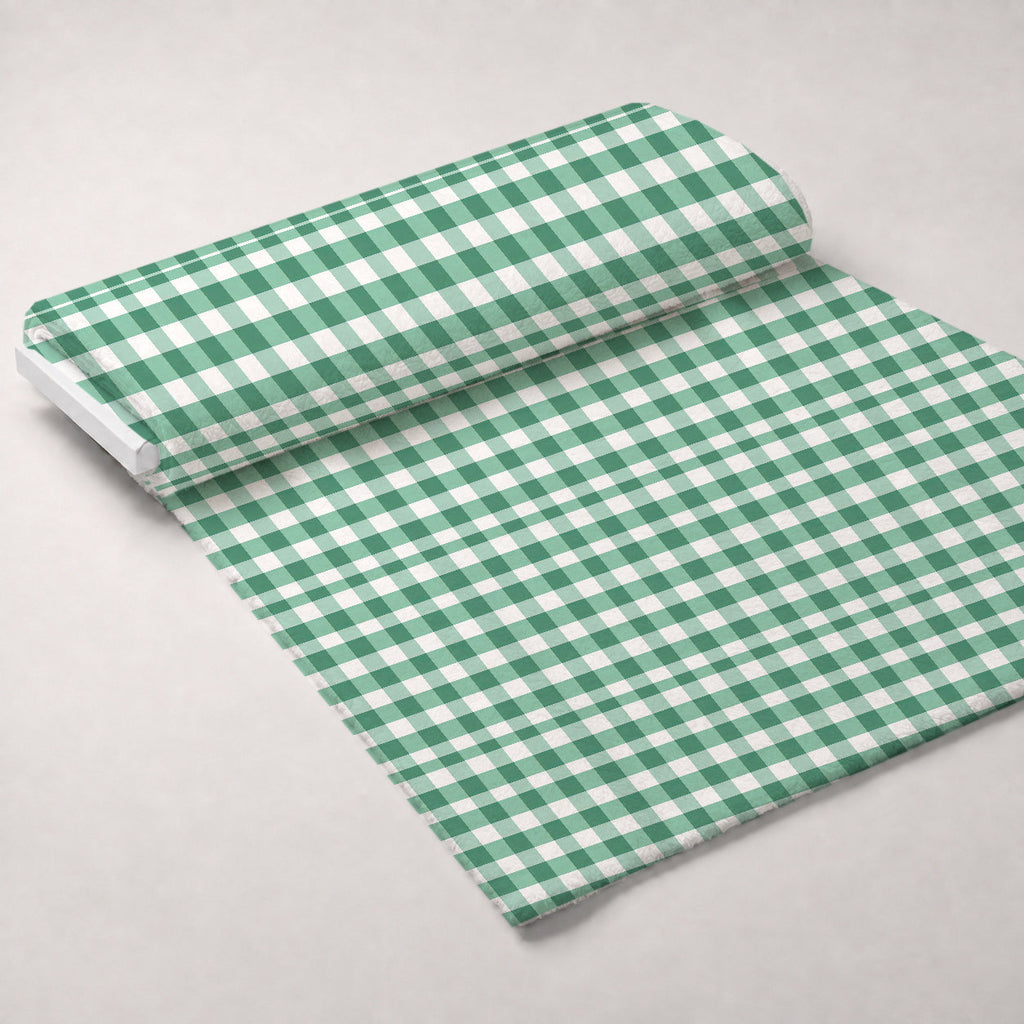 Gingham Daisies Pattern 15 Fleece Fabric — fleece fabric unrolled bolt preview (mv-fleece-v1:bolt)